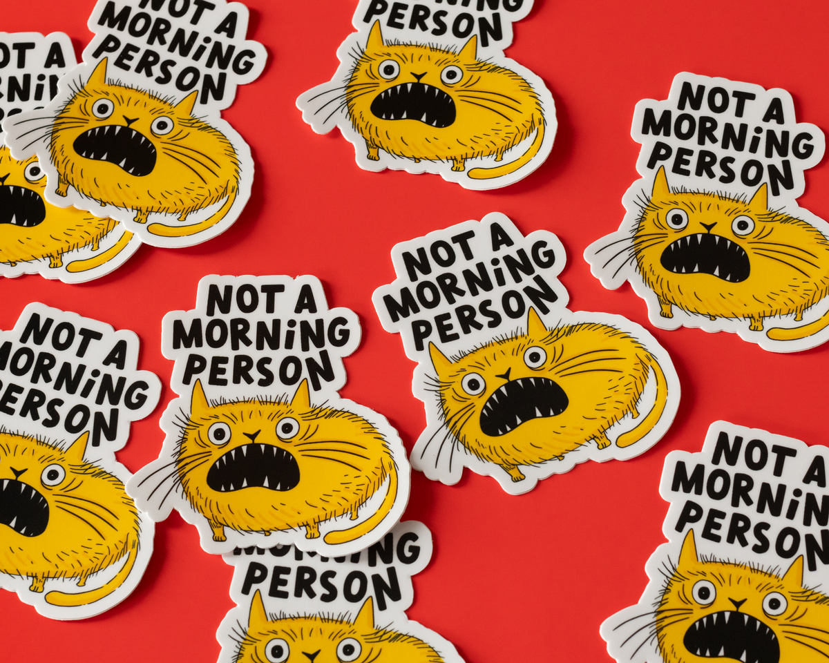 Not A Morning Person Illustrated Vinyl Sticker