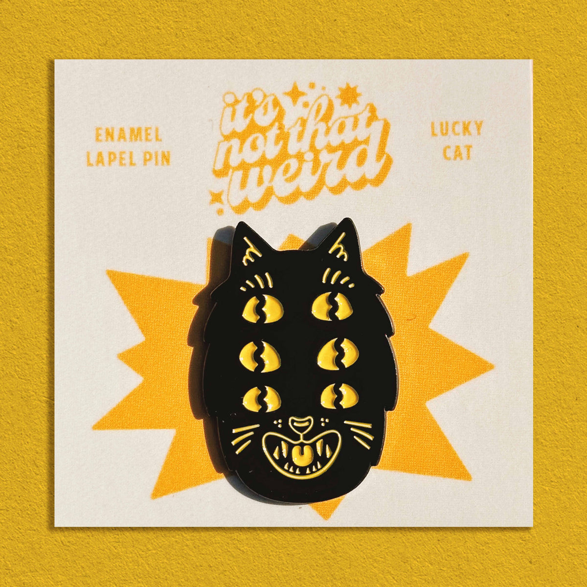 Lucky Cat enamel pin: In cellophane sleeve