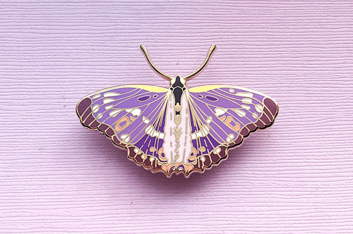 Lesser Purple Emperor Butterfly (Apatura ilia) Enamel Pin: Locking Pin Back