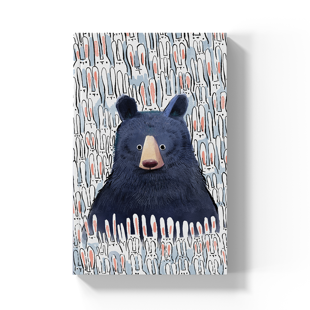 Black Bear & Bunnies Soft Touch Layflat Notebook | LFC2273L