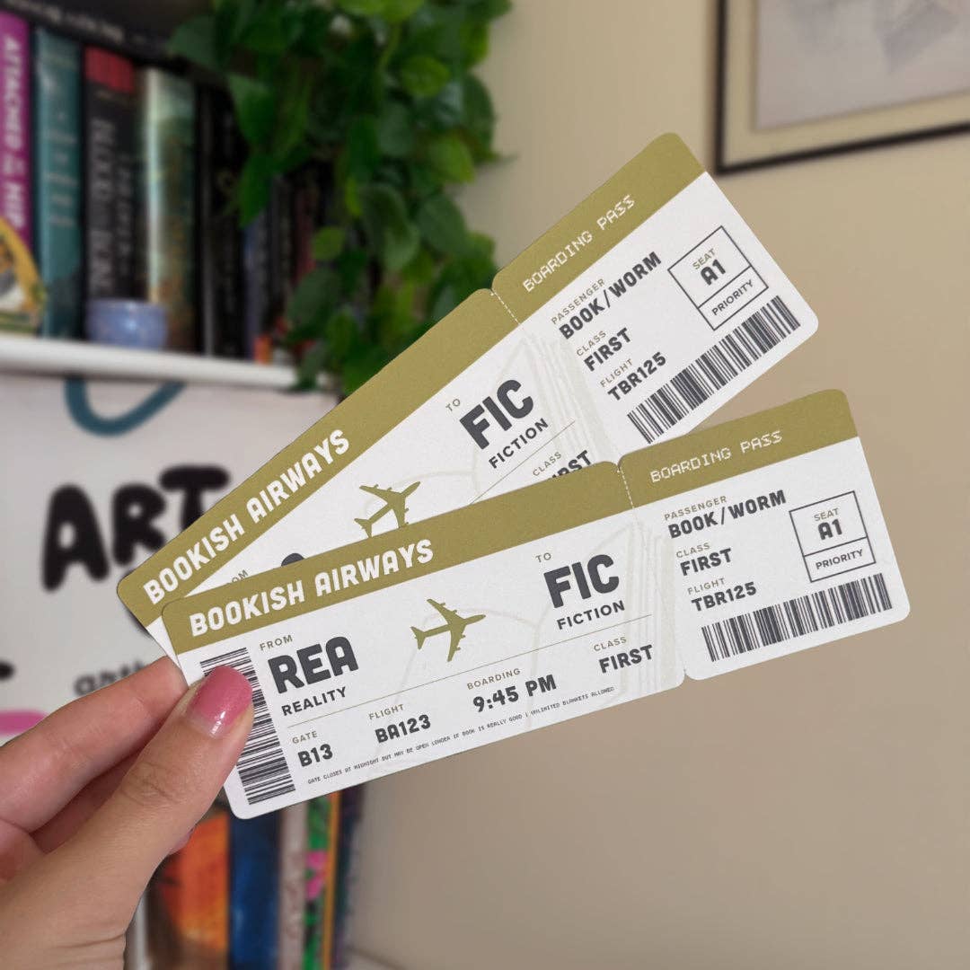 Bookish Boarding Pass Soft Matte Die-Cut Bookmark