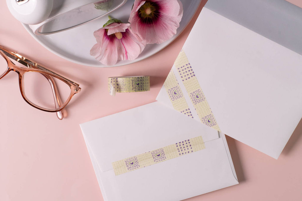 Simple Purple & Ivory Grid Pattern Washi Tape